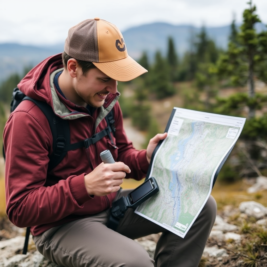 Professional outdoor guide using digital mapping equipment and GPS devices to create expert-curated trail content and waypoint information